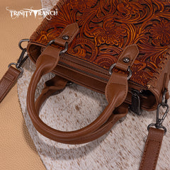TR192-8800  Trinity Ranch Floral Tooled Collection Mini Tote/Crossbody Brown