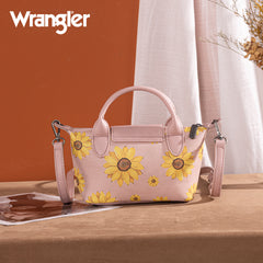 WG204-426  Wrangler Sunflower Print Mini Top Handle Crossbody - Pink