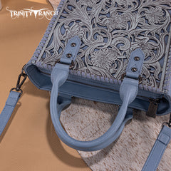 TR192-8368  Trinity Ranch Floral Tooled Collection Tote/Crossbody-Jean