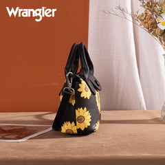 WG204-426  Wrangler Sunflower Print Mini Top Handle Crossbody - Black