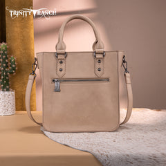 TR192-8368  Trinity Ranch Floral Tooled Collection Tote/Crossbody- Tan