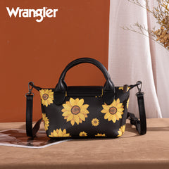 WG204-426  Wrangler Sunflower Print Mini Top Handle Crossbody - Black