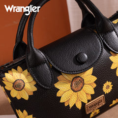 WG204-426  Wrangler Sunflower Print Mini Top Handle Crossbody - Black