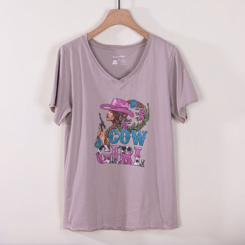 ABT-013  American Bling Women Graphic Printed Short Sleeve T-Shirt AB-T1013（Prepack 10PCS)