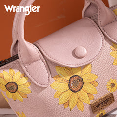 WG204-426  Wrangler Sunflower Print Mini Top Handle Crossbody - Pink