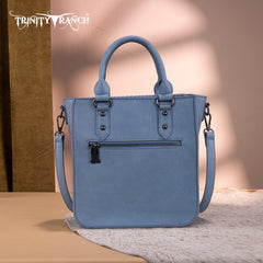 TR192-8368  Trinity Ranch Floral Tooled Collection Tote/Crossbody-Jean