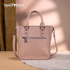 TR192-8368  Trinity Ranch Floral Tooled Collection Tote/Crossbody- Pink