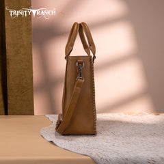 TR192-8368  Trinity Ranch Floral Tooled Collection Tote/Crossbody-Light Brown