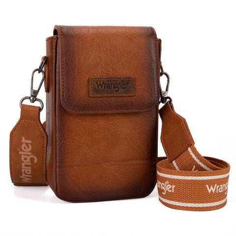 WG118-204  Wrangler Crossbody Cell Phone Purse With Back Card Slots  - Light Brown