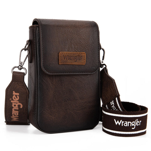 WG118-204  Wrangler Crossbody Cell Phone Purse With Back Card Slots  - Coffee