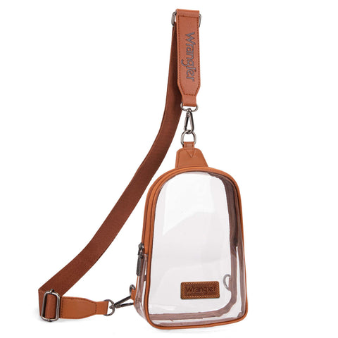 WG87-226  Wrangler Clear Sling Bag/Crossbody/Chest Bag  - Brown