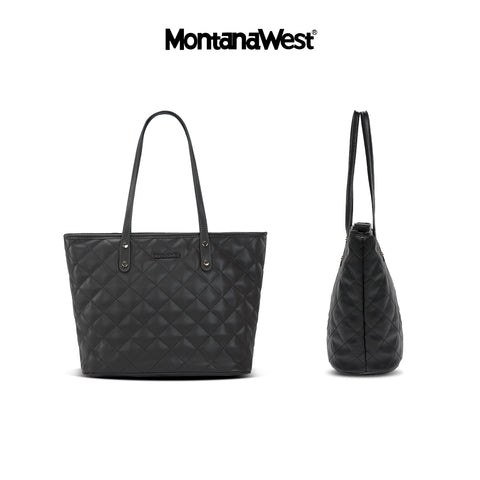 MWC-084B   Montana West Quilted Carry-All Tote -Black