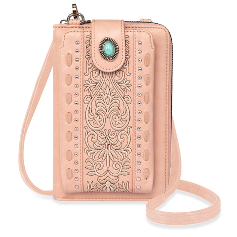 PHD-109 American Bling Embroidered Collection Phone Wallet/Crossbody - Pink