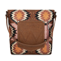 WG221-918  Wrangler Aztec Distressed Print Dual Sided Print Hobo Bag/Crossbody-Brown