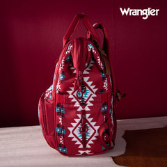 WG2204-9110 Wrangler Allover Wrangler Aztec Printed Callie Backpack - Burgundy