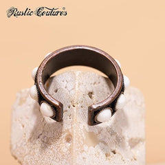 RCR-01-107   Rustic Couture's  Boho  Silver/Bronze Cuff Ring