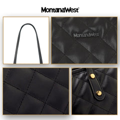 MWC-084B   Montana West Quilted Carry-All Tote -Black