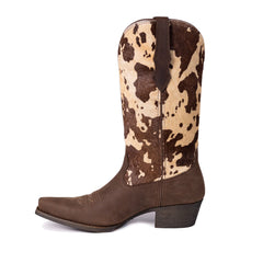 MWB6003  Montana West Women's Western Cow Print Cowgirl Boots - Full Grain Leather, Snip Toe
