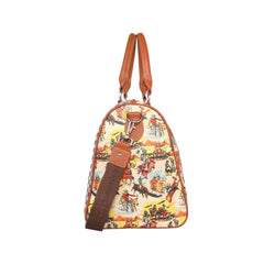 ABDF-1005BR (ABA-1005BR)  Montana West Rodeo Cowboy Print Canvas Weekender Bag