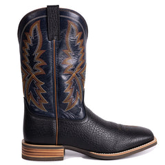 PLT-103606  Men's Embroidered Wide Toe Western Full Grain  Boots