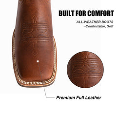 PLT-203610   Western Women's Embroidered Evergreen Cowgirl Full Grain Leather Boots