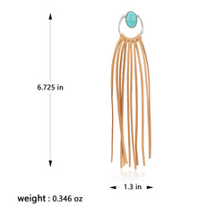 RCE-1114 Rustic Couture's  Bohemian Suede Tassel Hoop Statement Earrings