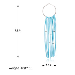 RCE-1090 Rustic Couture's  Bohemian Suede Tassel Hoop Statement Earrings