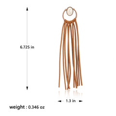 RCE-1114 Rustic Couture's  Bohemian Suede Tassel Hoop Statement Earrings