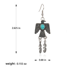 RCE-1115  Rustic Couture's  Thunderbird Earrings Feathers Dangles