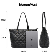 MWC-084B   Montana West Quilted Carry-All Tote -Black