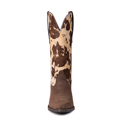 MWB6003  Montana West Women's Western Cow Print Cowgirl Boots - Full Grain Leather, Snip Toe