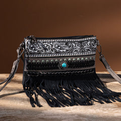 MW1237-181 Montana West Fringe Collection Clutch/Crossbody - Black