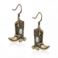 WGE-2000G  Wrangler Boot Drop Earrings - White