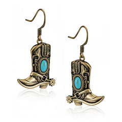 WGE-2000G  Wrangler Boot Drop Earrings - Turquoise