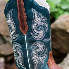 PLT-203610   Western Women's Embroidered Evergreen Cowgirl Full Grain Leather Boots
