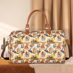 ABDF-1005BR (ABA-1005BR)  Montana West Rodeo Cowboy Print Canvas Weekender Bag