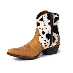 MWB6014   Montana West Women's Western Cow Print Cowgirl Boots - Full Grain Leather, Snip Toe