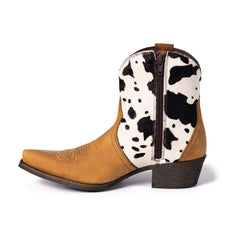 MWB6014   Montana West Women's Western Cow Print Cowgirl Boots - Full Grain Leather, Snip Toe