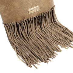 WG61-918  Wrangler Turquoise Stone Concho Fringe Hobo - Tan