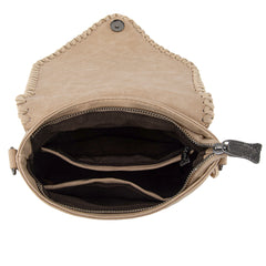 TR201-8360 Trinity Ranch Fringe Hair-On Cowhide Crossbody - Tan