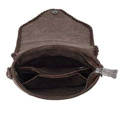 TR201-8360 Trinity Ranch  Fringe Hair-On Cowhide Crossbody - Coffee