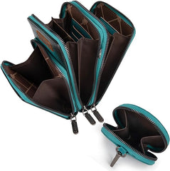 WG117-207 Wrangler Crossbody Cell Phone Purse 3 Zippered Compartment with Coin Pouch- Turquoise