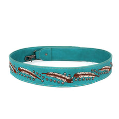 PST-1007  Montana West Western Guitar Style Embroidered Feathers Crossbody Strap