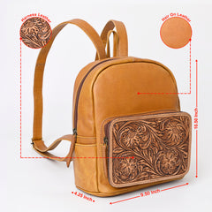 A&A-1045 Montana West Genuine Oily Calf Leather Hand Tooled Collection Backpack