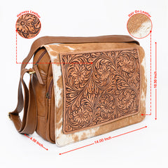 A&A-1097 Montana West Hair On Leather Messenger Bag/ Laptop Briefcase