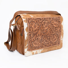 A&A-1097 Montana West Hair On Leather Messenger Bag/ Laptop Briefcase