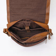 A&A-1097 Montana West Hair On Leather Messenger Bag/ Laptop Briefcase