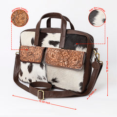 A&A-1099  Montana West 100% Genuine Hair On Leather Messenger Bag/ Laptop Briefcase