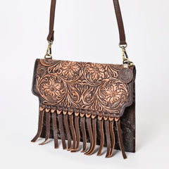 A&A-844A  Montana West Hand Tooled 100% Genuine Leather Hair On Cowhide  Fringe Crossbody