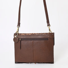 A&A-844A  Montana West Hand Tooled 100% Genuine Leather Hair On Cowhide  Fringe Crossbody